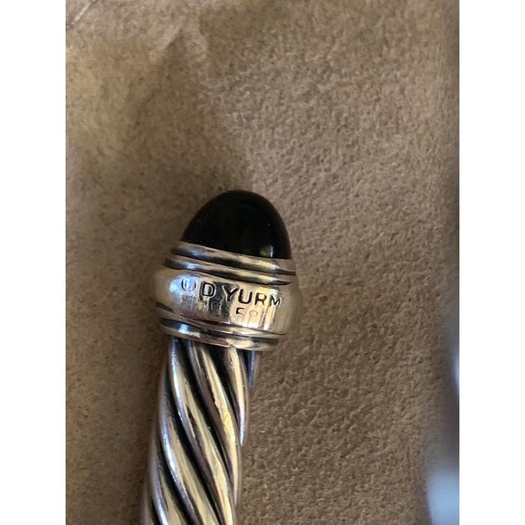 David Yurman Two-Toned Silver & 14k Gold & Black Onyx 7mm Cable Bracelet - Picture 5 of 7